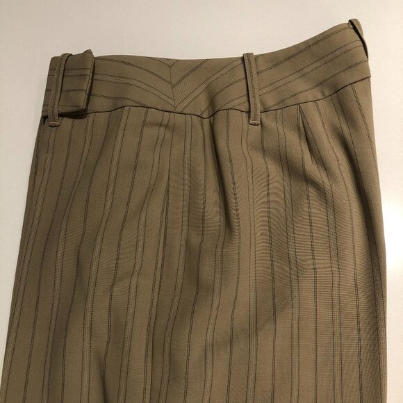 Ann Taylor Loft Striped Straight Leg Cuffed Mid-Rise Trousers Tan + Green Sz 6 - Picture 3 of 10